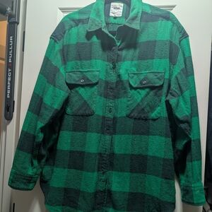 Aerie Green and Black Plaid Shirt